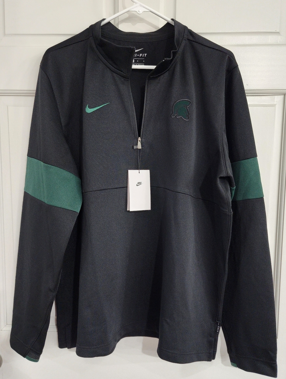 Nike Dri-FIT Michigan State Zip Fall Sport Coaches Pullover Team Jersey Football